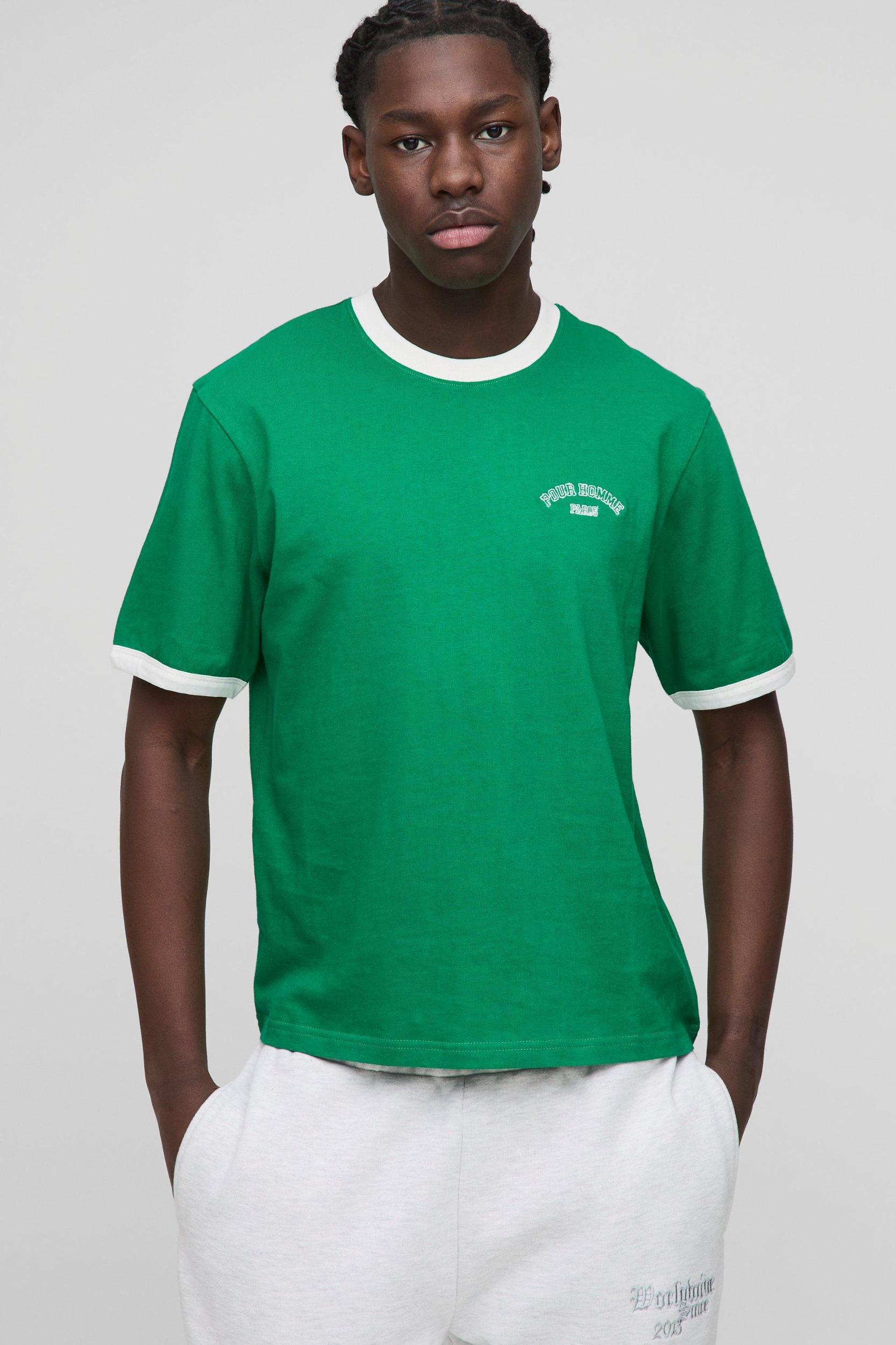 Boxy Fit Homme Ringer T-Shirt | boohooMAN USA Product Image