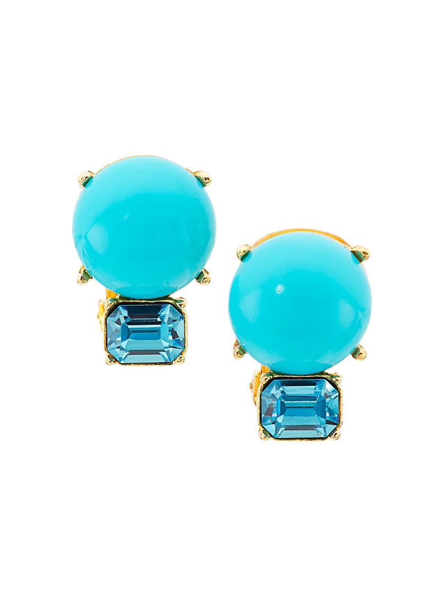 Womens 22K-Gold-Plated, Resin Pearl, & Glass Crystal Clip-On Earrings Product Image