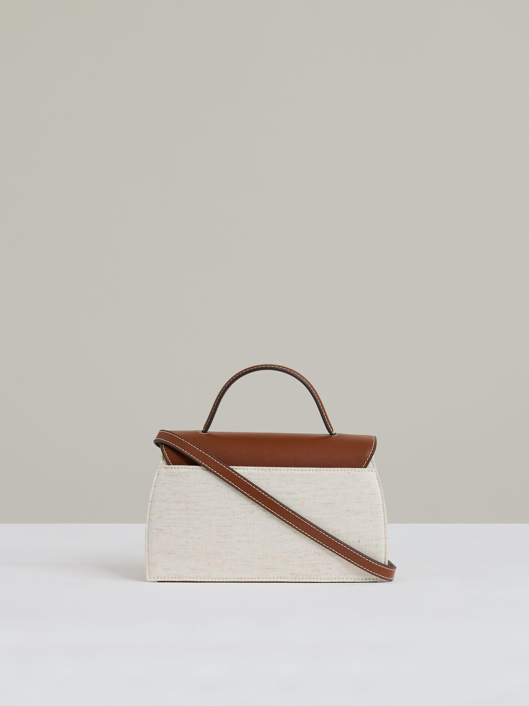 Leather And Cotton Top Handle Bag in Natural Product Image