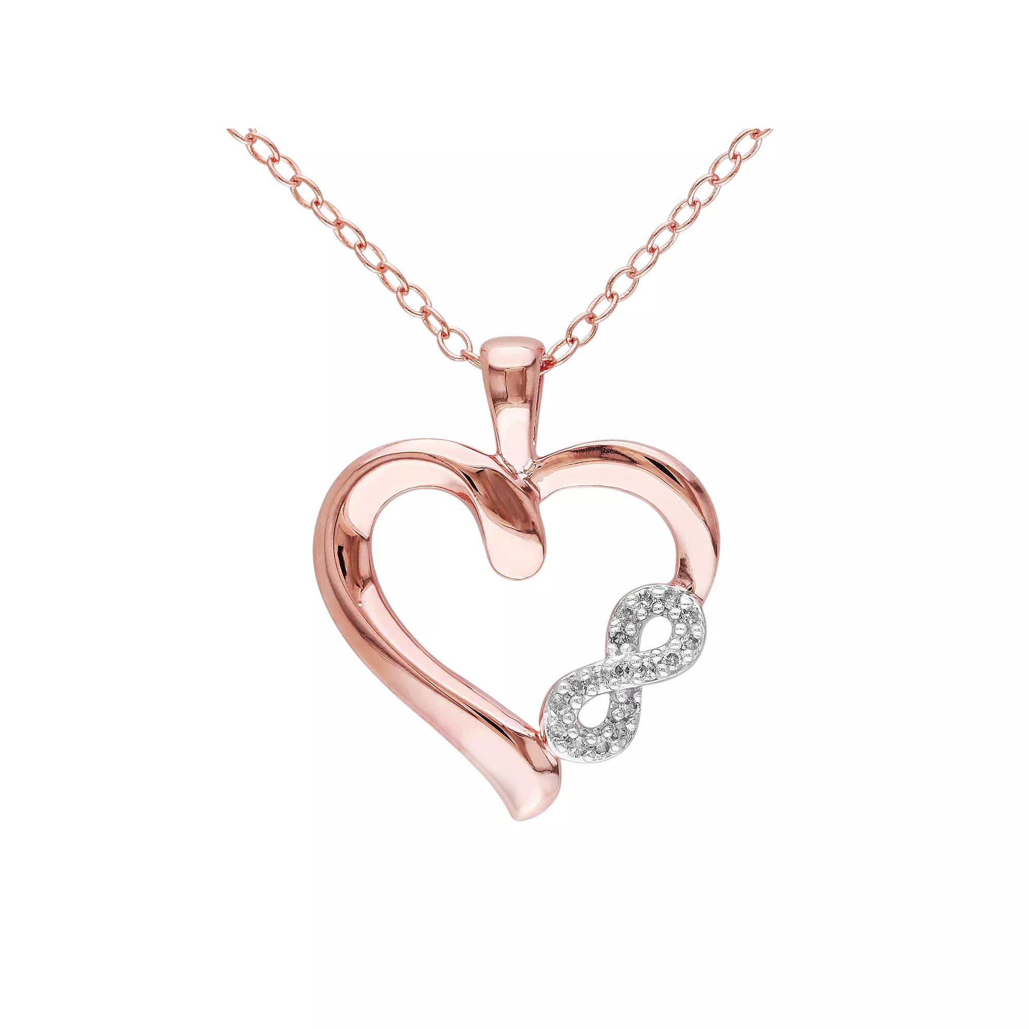 Stella Grace Diamond Accent Pink Rhodium-Plated Sterling Silver Heart Infinity Pendant Necklace, Womens Multicolor Product Image