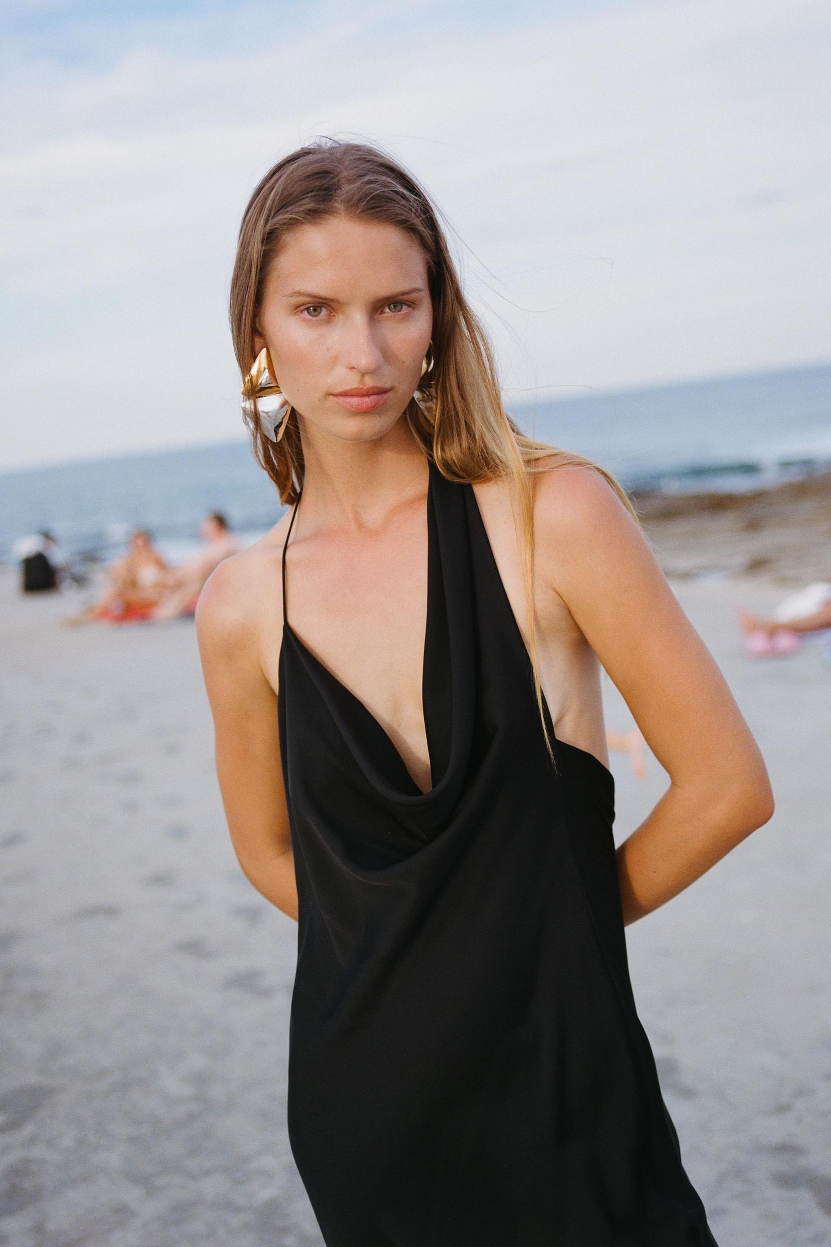 ASYMMETRIC SATIN MIDI DRESS Product Image