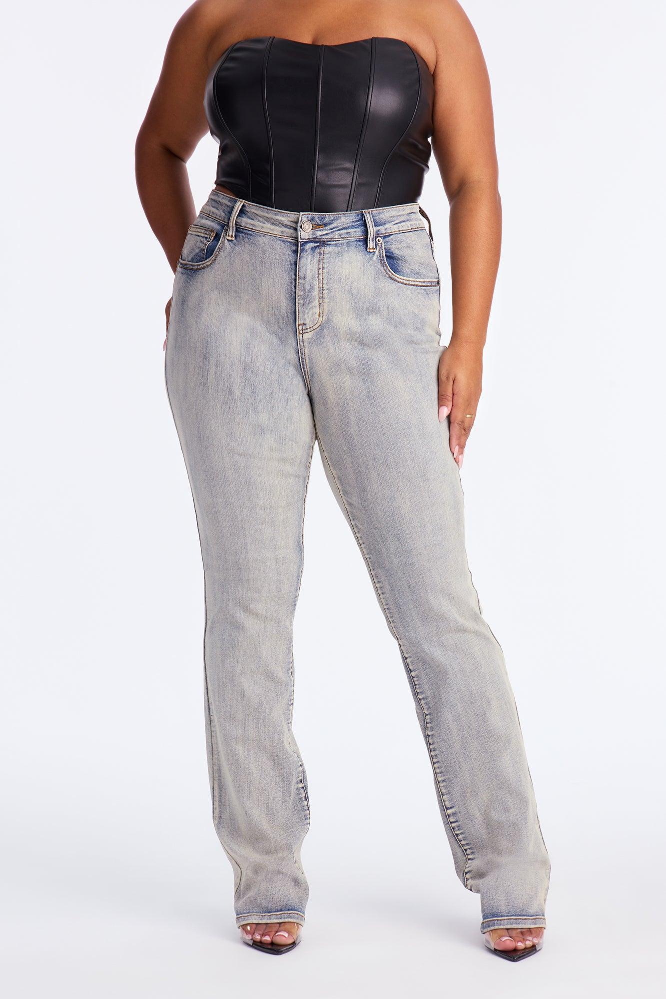 Tall Set The Scene Stretch Stacked Straight Leg Jeans - Vintage Wash Female Product Image