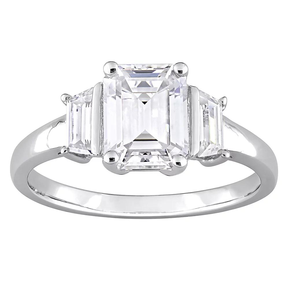 Stella Grace Sterling Silver 2 1/3 Carat T.W. Lab-Created Moissanite 3-Stone Engagement Ring, Women's, Size: 6 Product Image