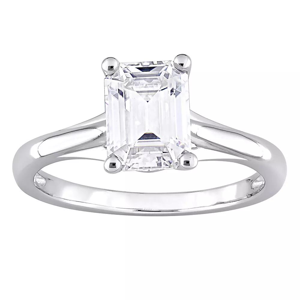 Stella Grace 10k White Gold 1 3/4 Carat T.W. Lab-Created Moissanite Emerald-Cut Solitaire Ring, Women's, Size: 9 Product Image