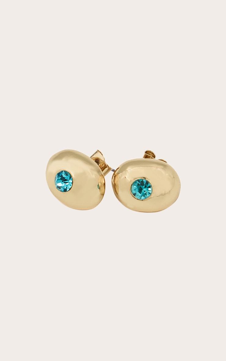 Gold Plated Turquoise Stone Earrings Product Image