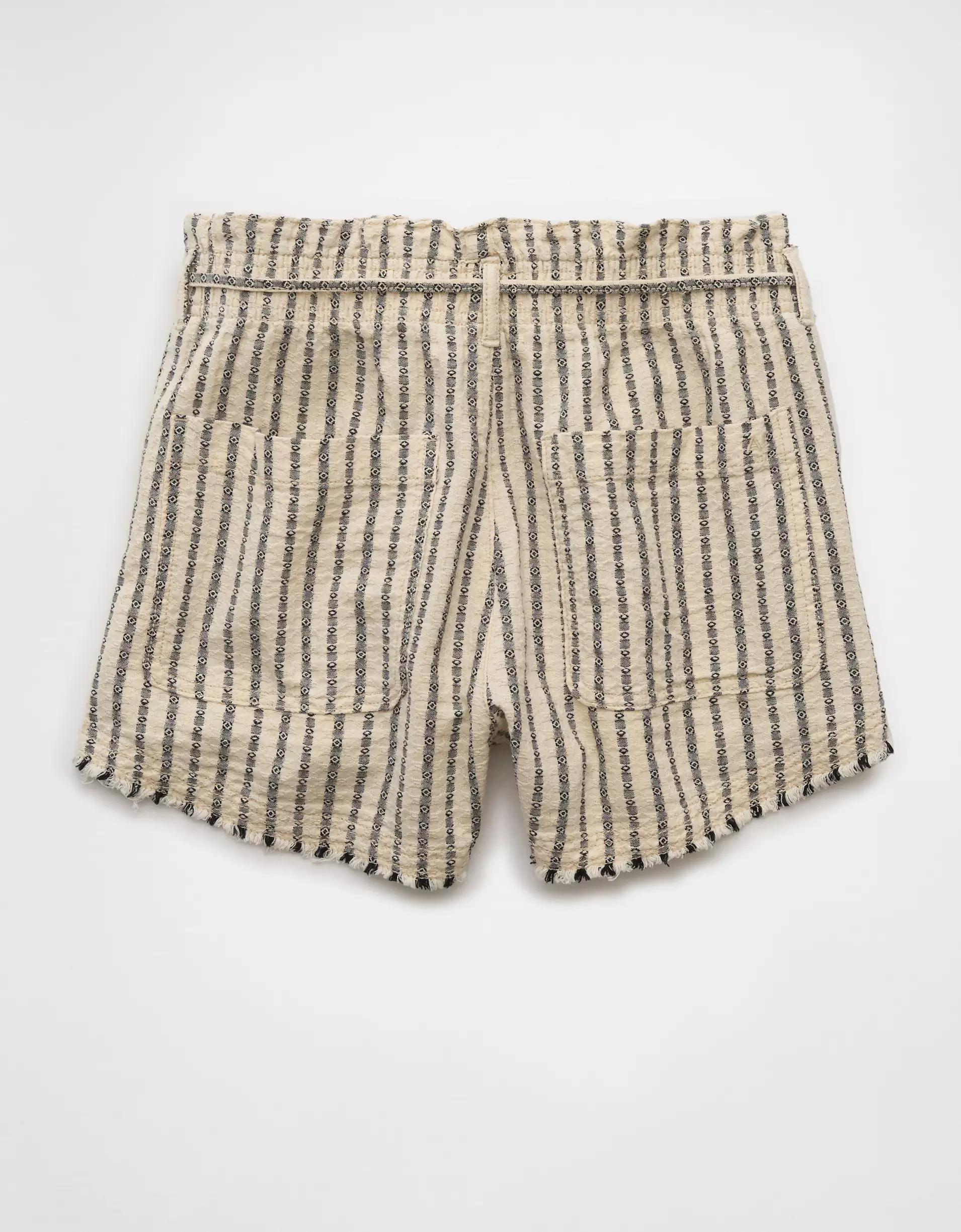 AE High-Waisted Paperbag Waist Striped Short Product Image