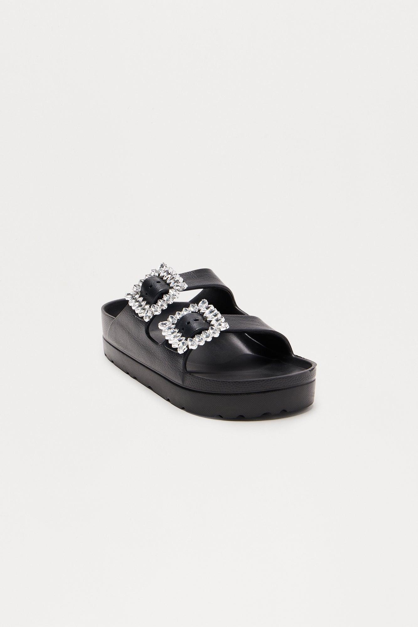 Kryslin Jewel Buckle Sandals - Black Female Product Image