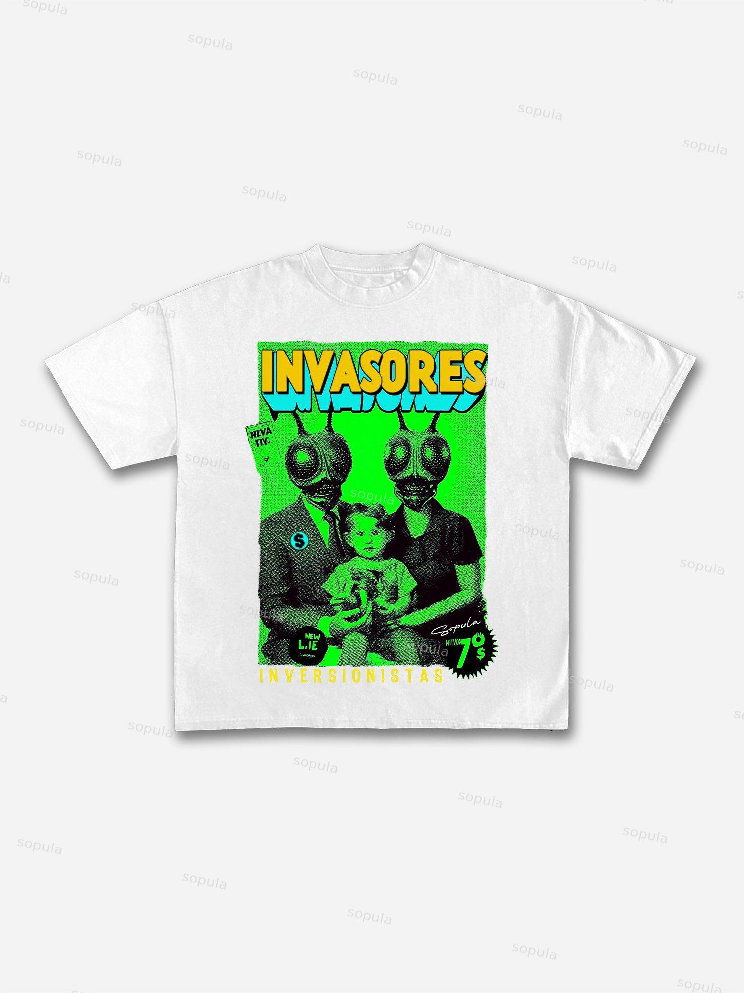 Mask Lip Never Look Back Print Cotton T-shirt Product Image