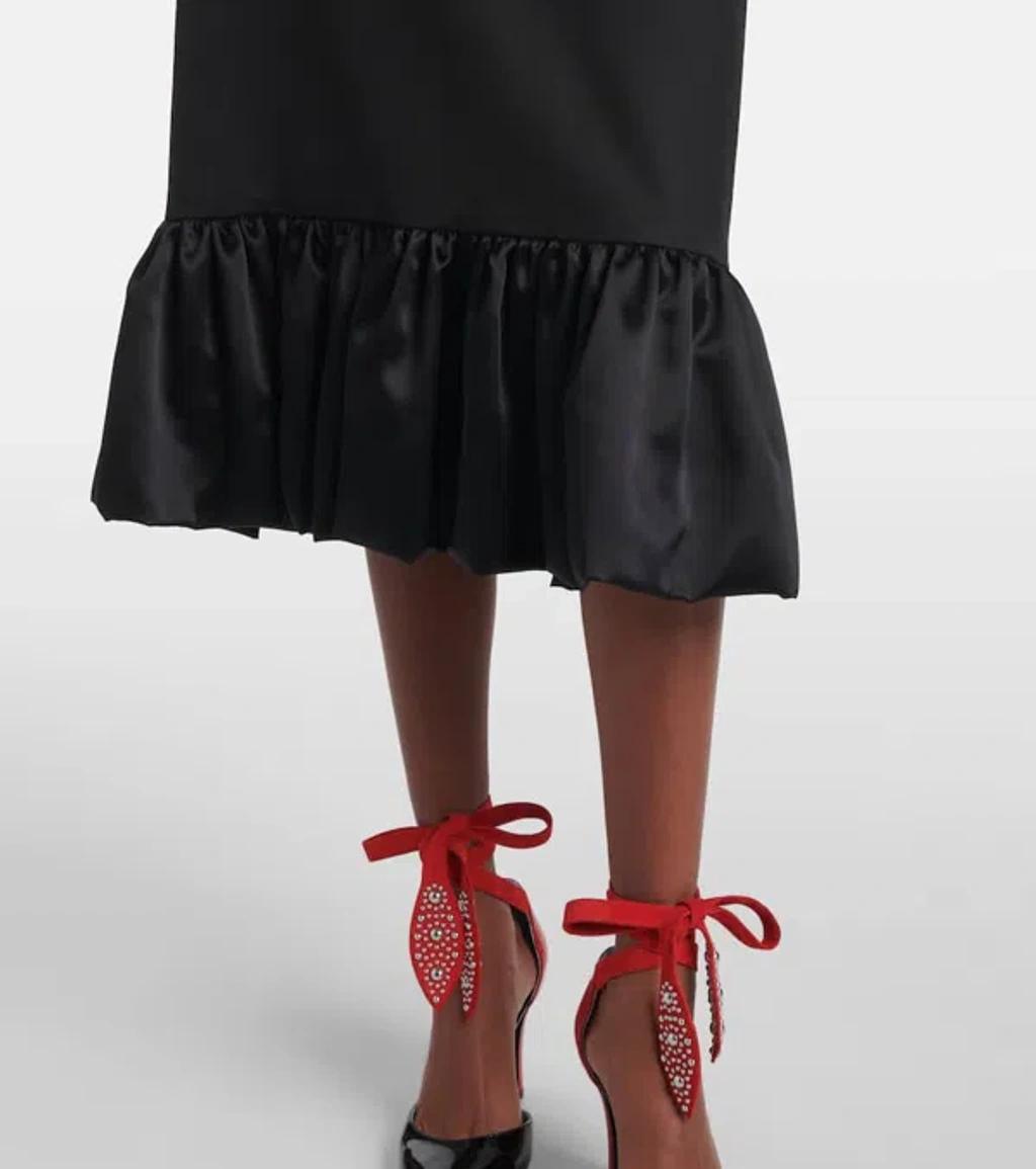 VALENTINO Virgin Wool Midi Dress With Bows In Black Product Image