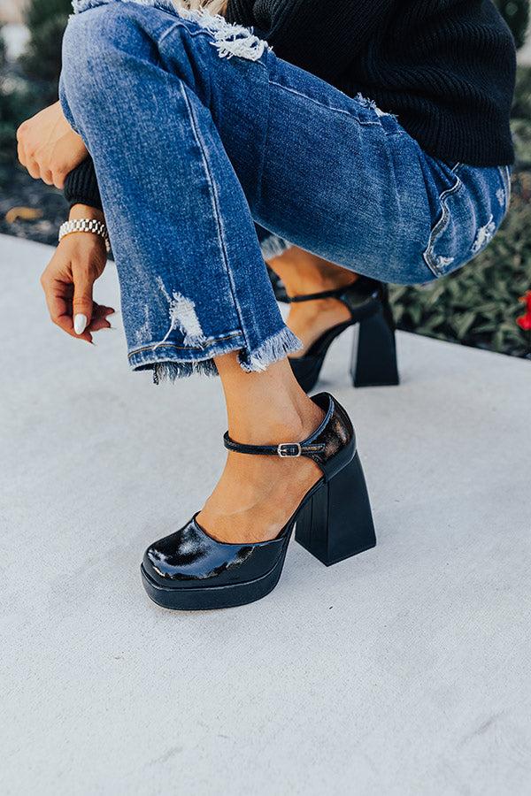 The Brielle Patent Platform Heel In Black Product Image