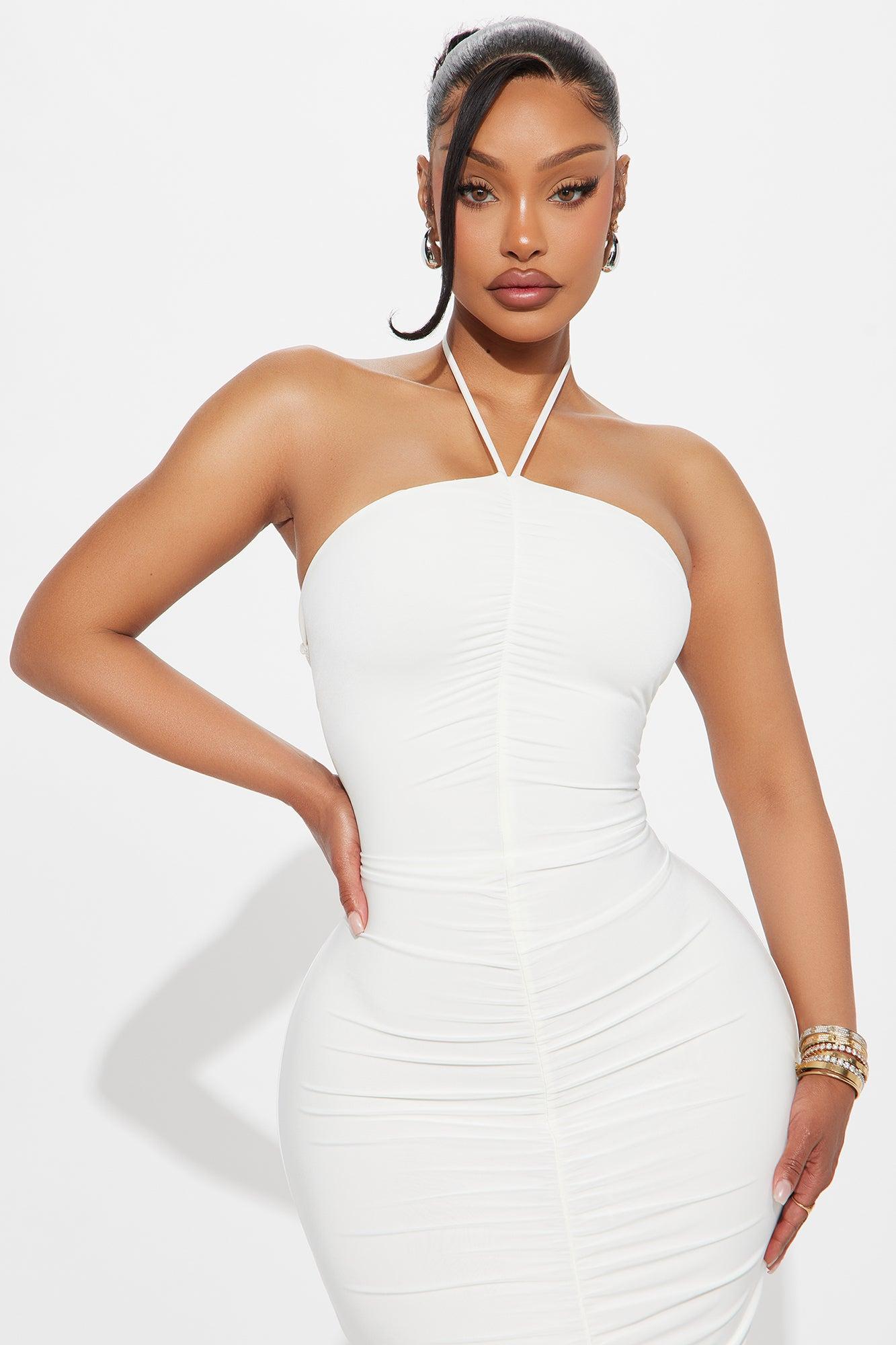 Deandra Fringe Halter Maxi Dress - Ivory Female Product Image