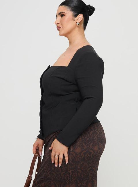 Gaskin Long Sleeve Top Black Curve Product Image