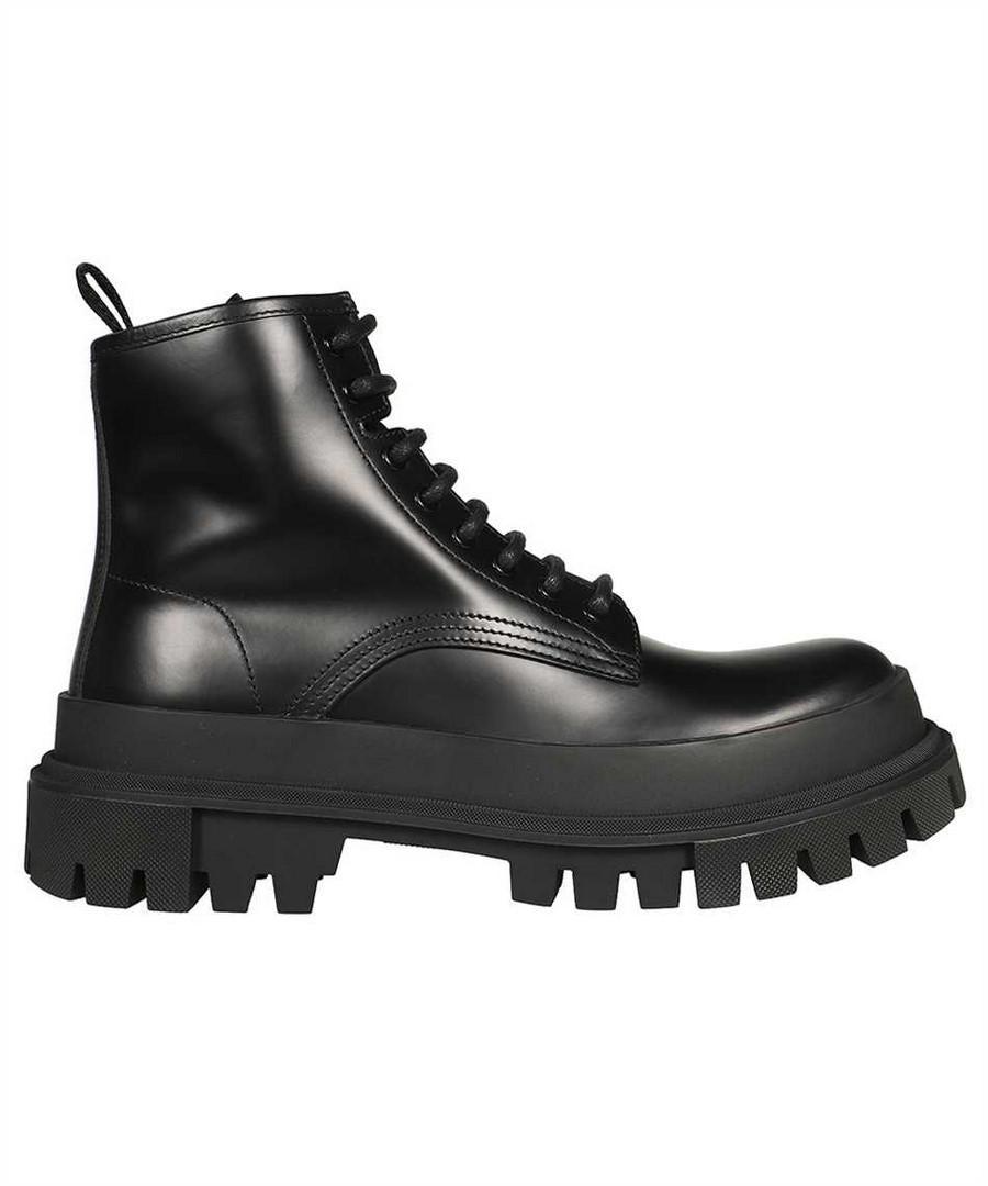 DOLCE & GABBANA Studded Calfskin Hi-trekking Ankle Boots In Black Product Image