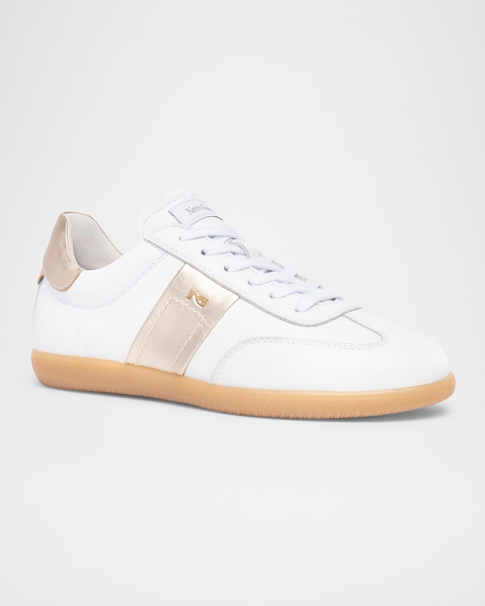 Bicolor Leather Low-Top Tennis Sneakers Product Image