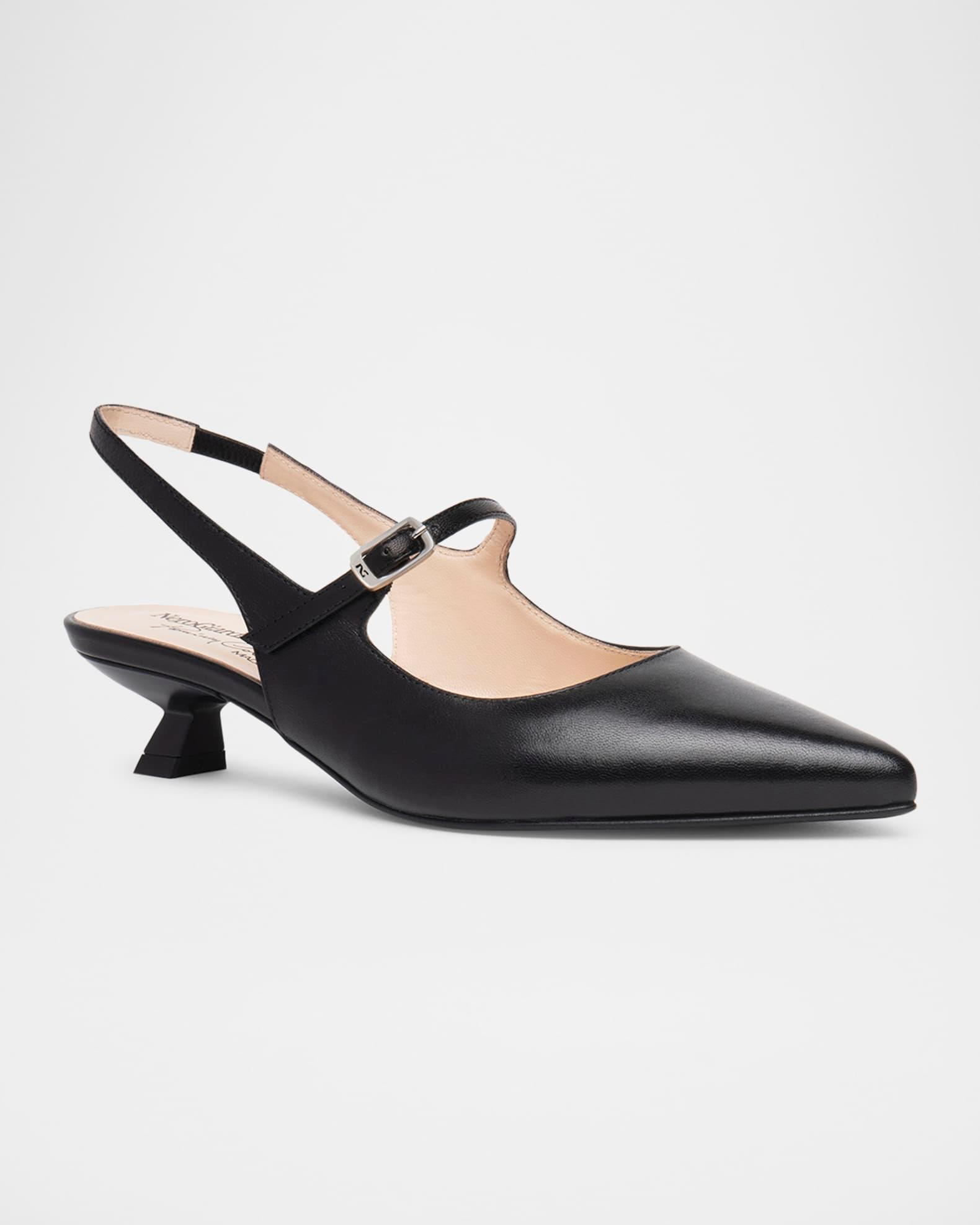 Leather Mary Jane Slingback Pumps Product Image