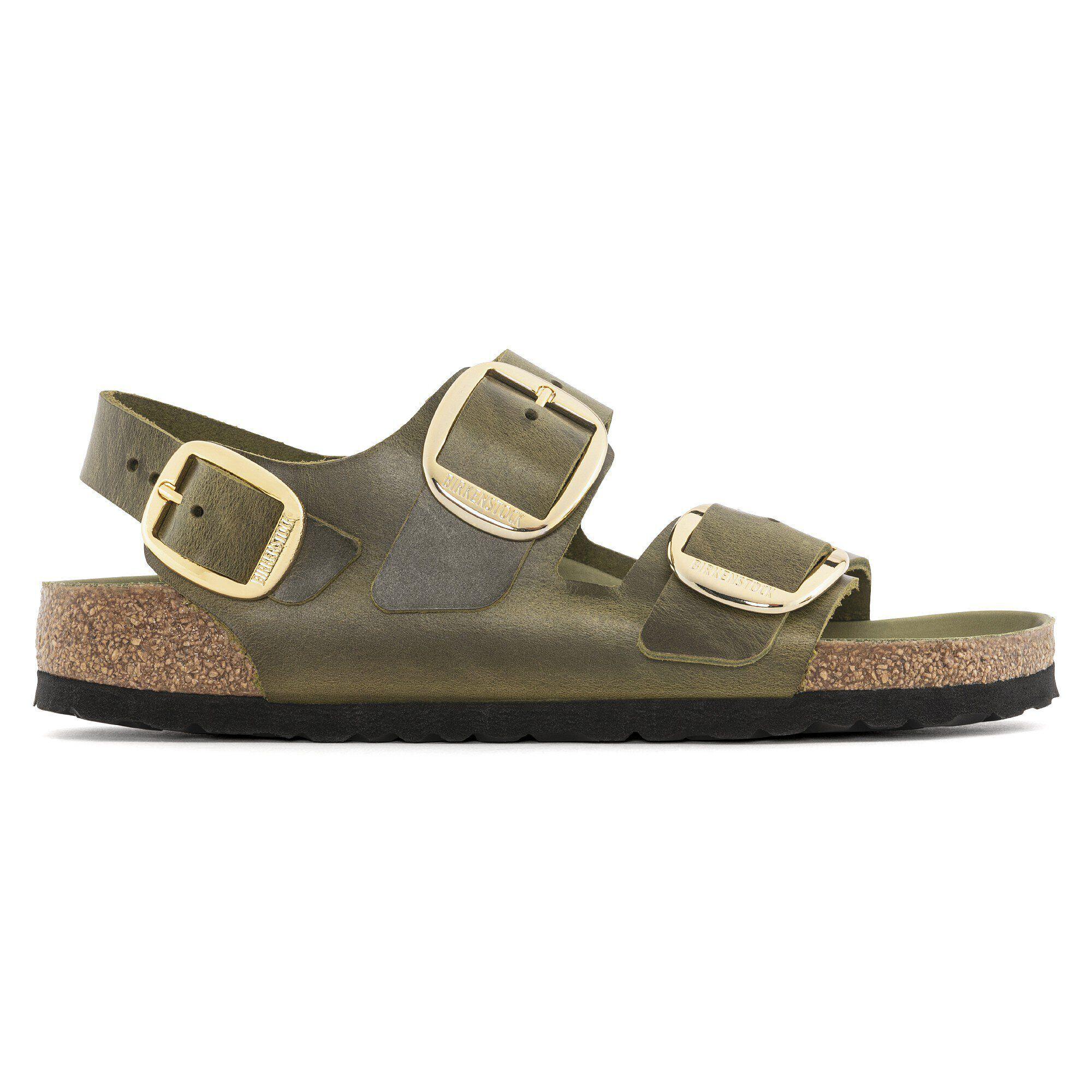 Milano Big Buckle Oiled Leather Olive Green Product Image