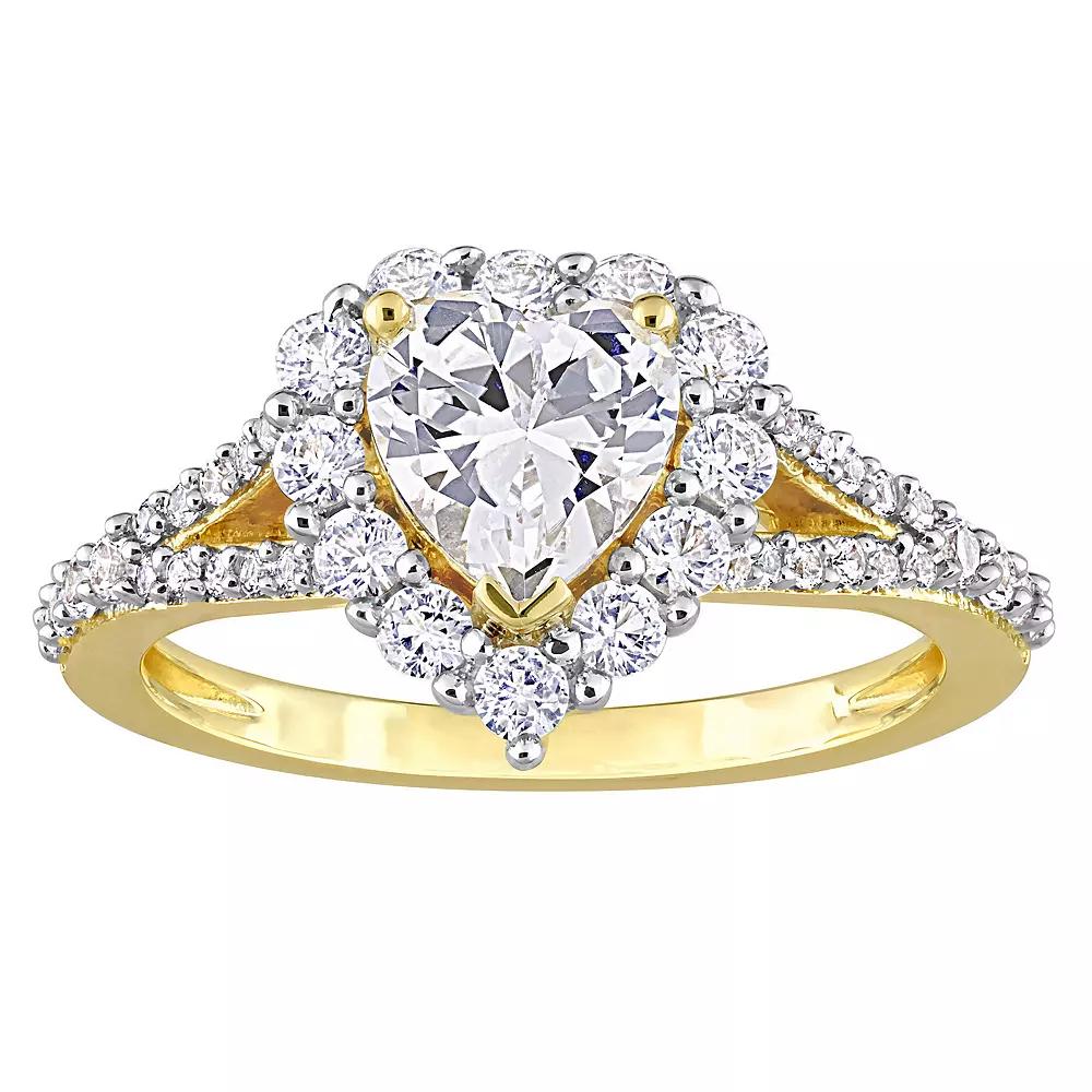 Stella Grace 18k Gold Over Silver Lab-Created White Sapphire Halo Heart Ring, Women's, Gold Tone Product Image
