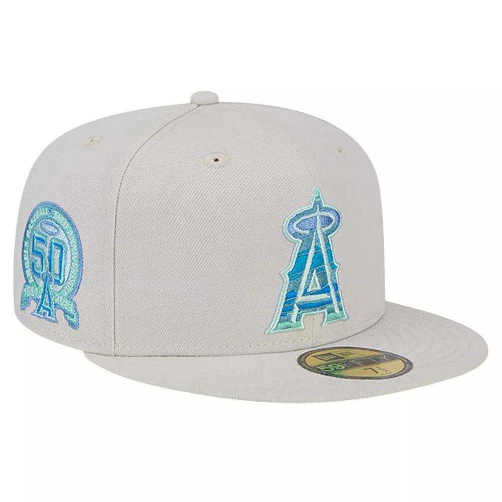 Men's New Era Khaki Los Angeles Angels Stone Mist 59FIFTY Fitted Hat, Size: 8, Beig K Product Image