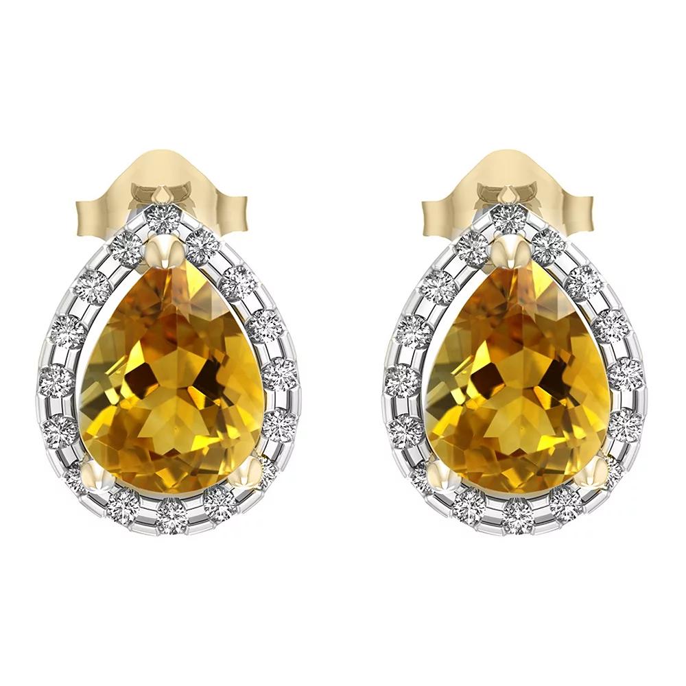 10k Gold Citrine and Diamond Accent Stud Earrings, Women's Product Image