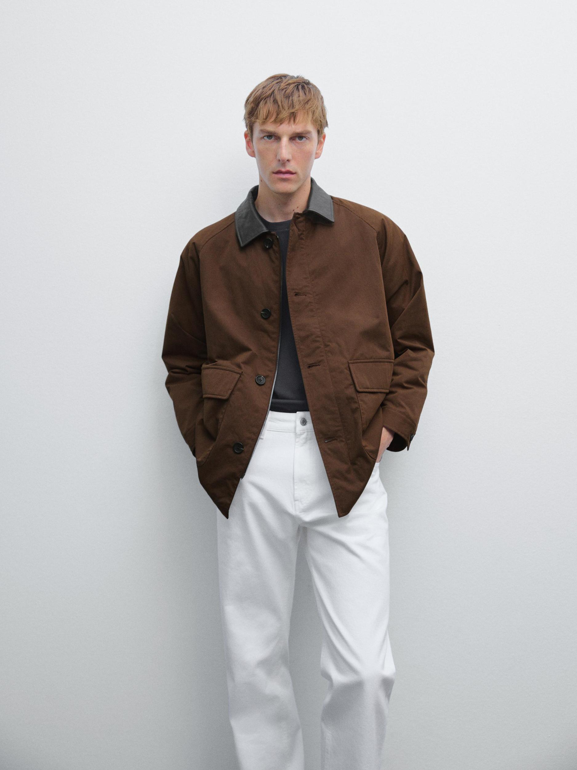 Short parka with collar detail Product Image