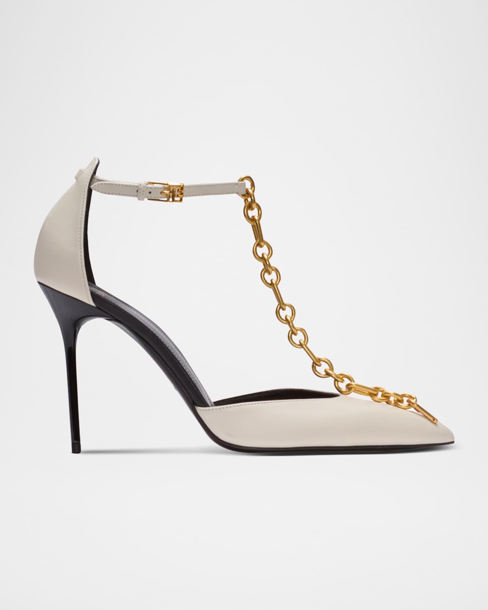 Sync Patent Leather Chain T-Strap Pumps Product Image