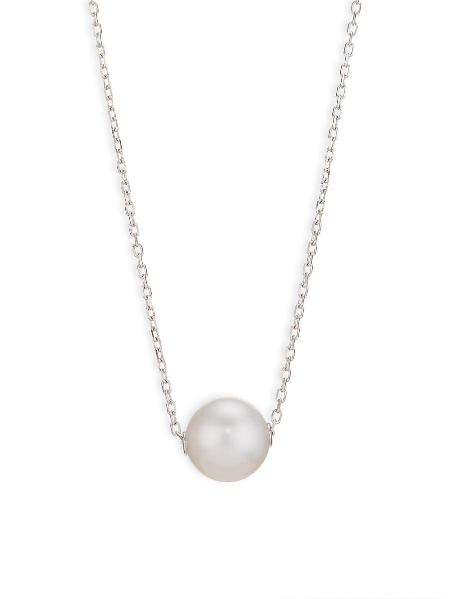 Womens 18K White Gold & 10MM Pearl Pendant Neckace Product Image