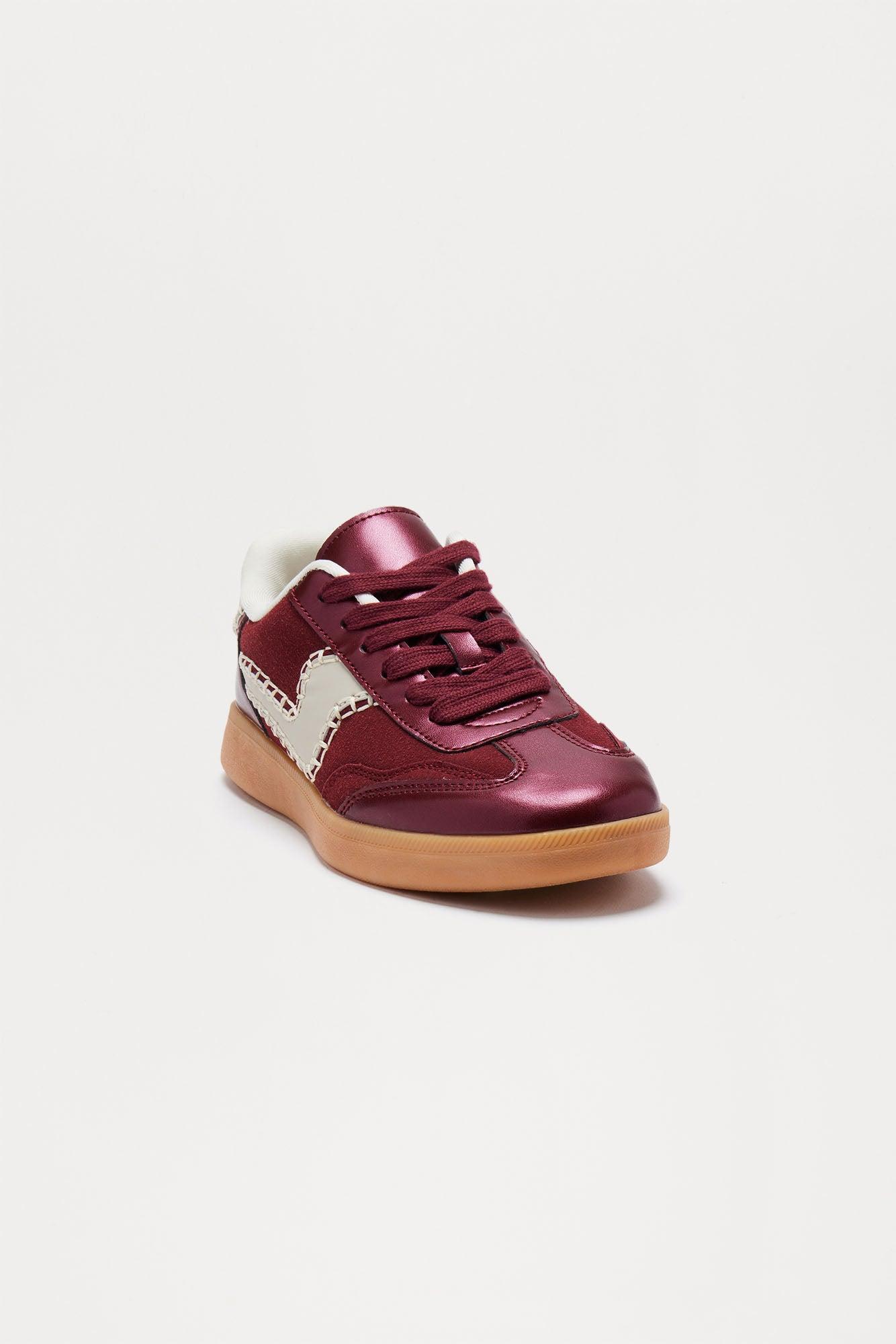 Sammie Lace Up Sneakers - Burgundy Product Image