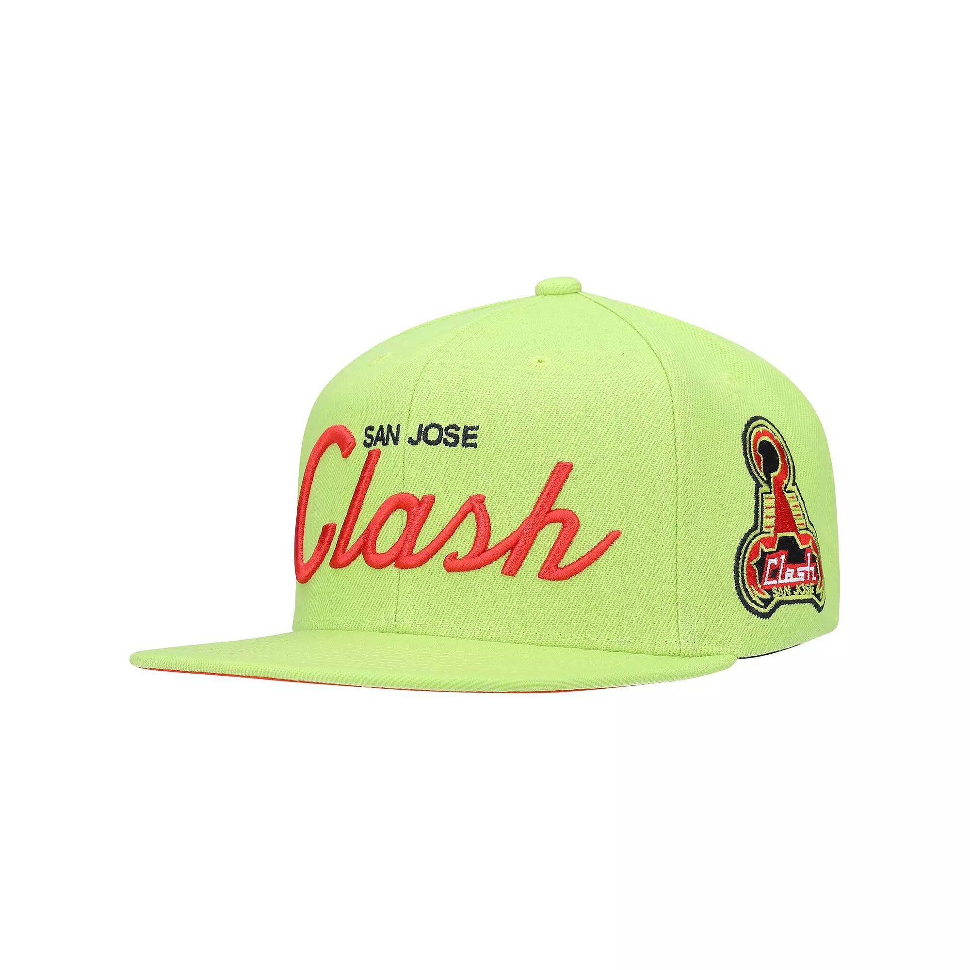 Men's Mitchell & Ness Orange/ San Jose Earthquakes Historic Logo Since '96 Foundation Script Snapback Hat, Sje Green Product Image