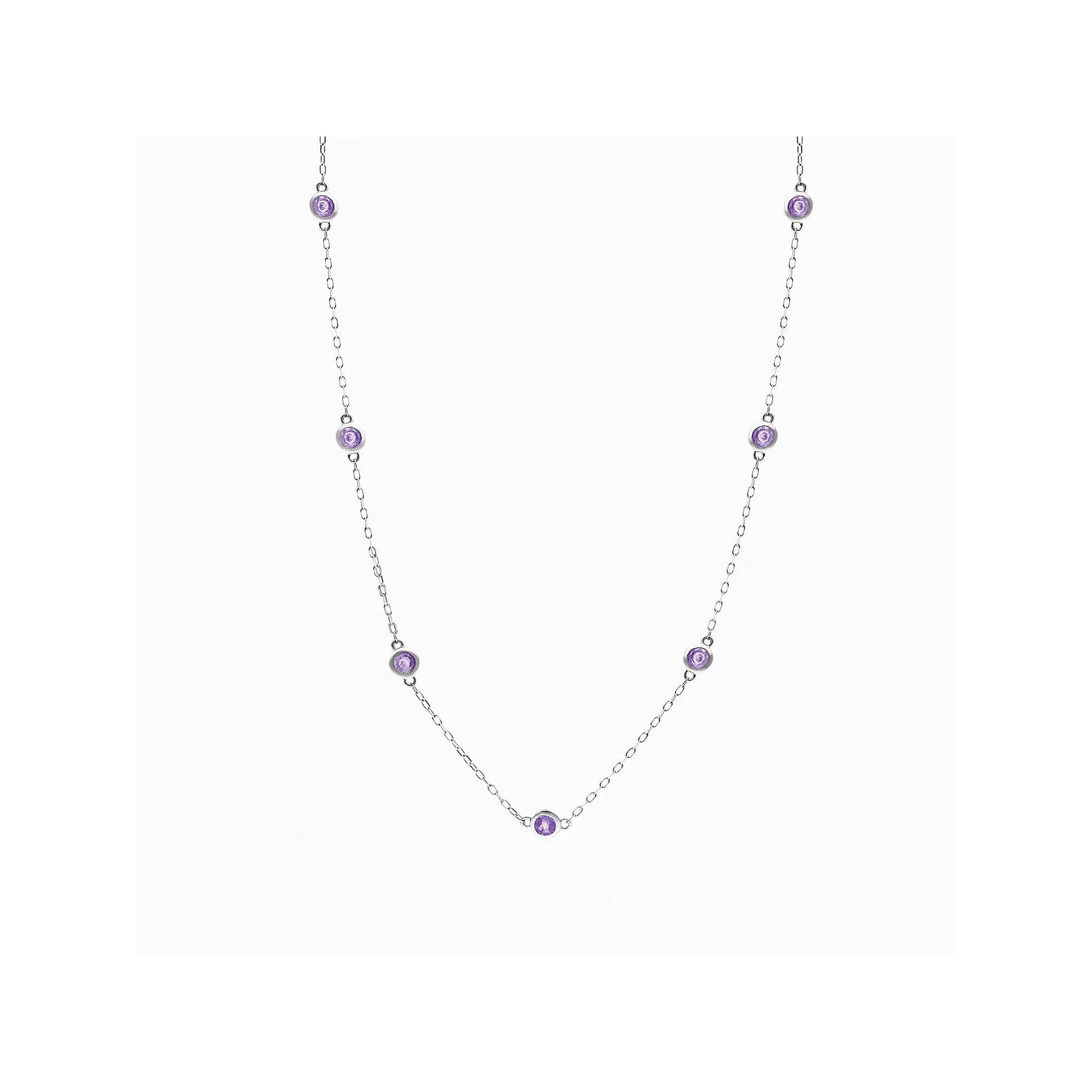 House of Frosted 14K Gold Plated Amethyst Station Necklace, Womens, Sterling Product Image