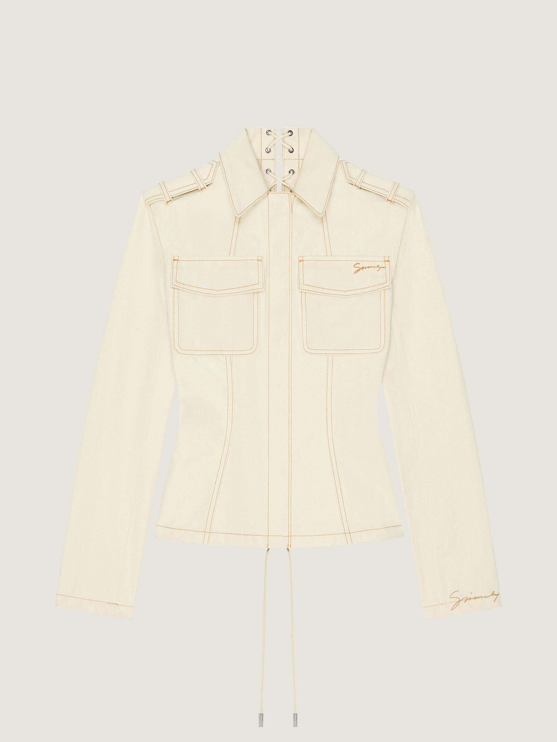 Slim fit jacket in denim with laces Product Image