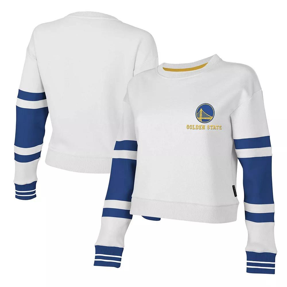 Women's Stadium Essentials White Golden State Warriors Scrimmage Cropped Pullover Sweatshirt,  Product Image