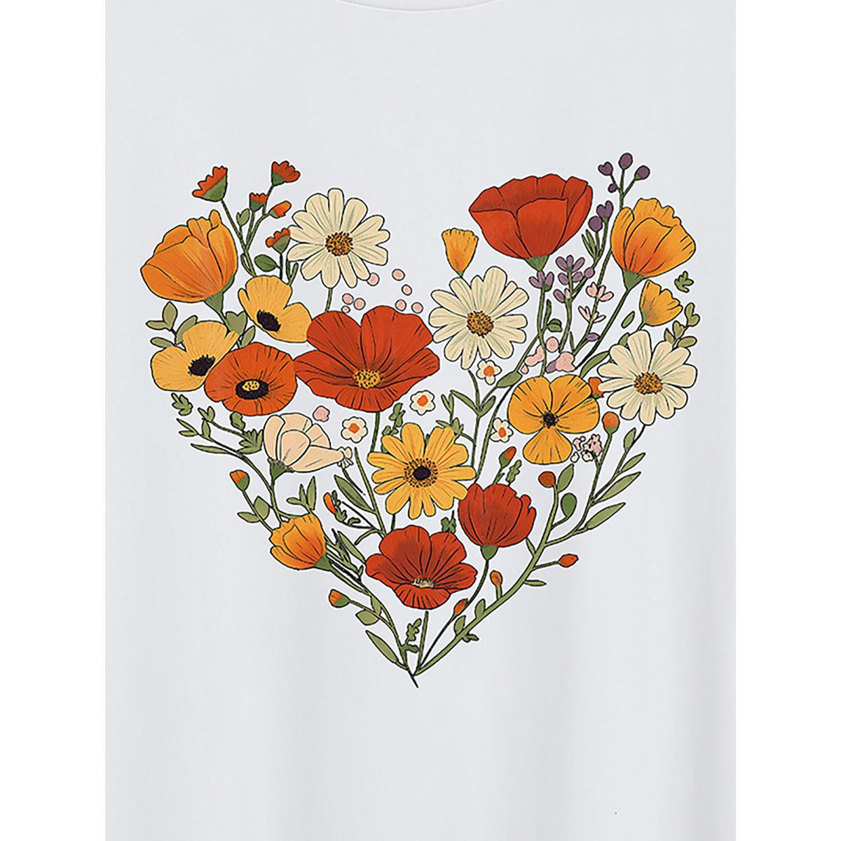Plus Size Daydreaming Florals Round Neck T-Shirt Originalwhite Women Non Natural Flowers Round Neck Everyday-Casual T-shirts BloomChic 10/M Product Image