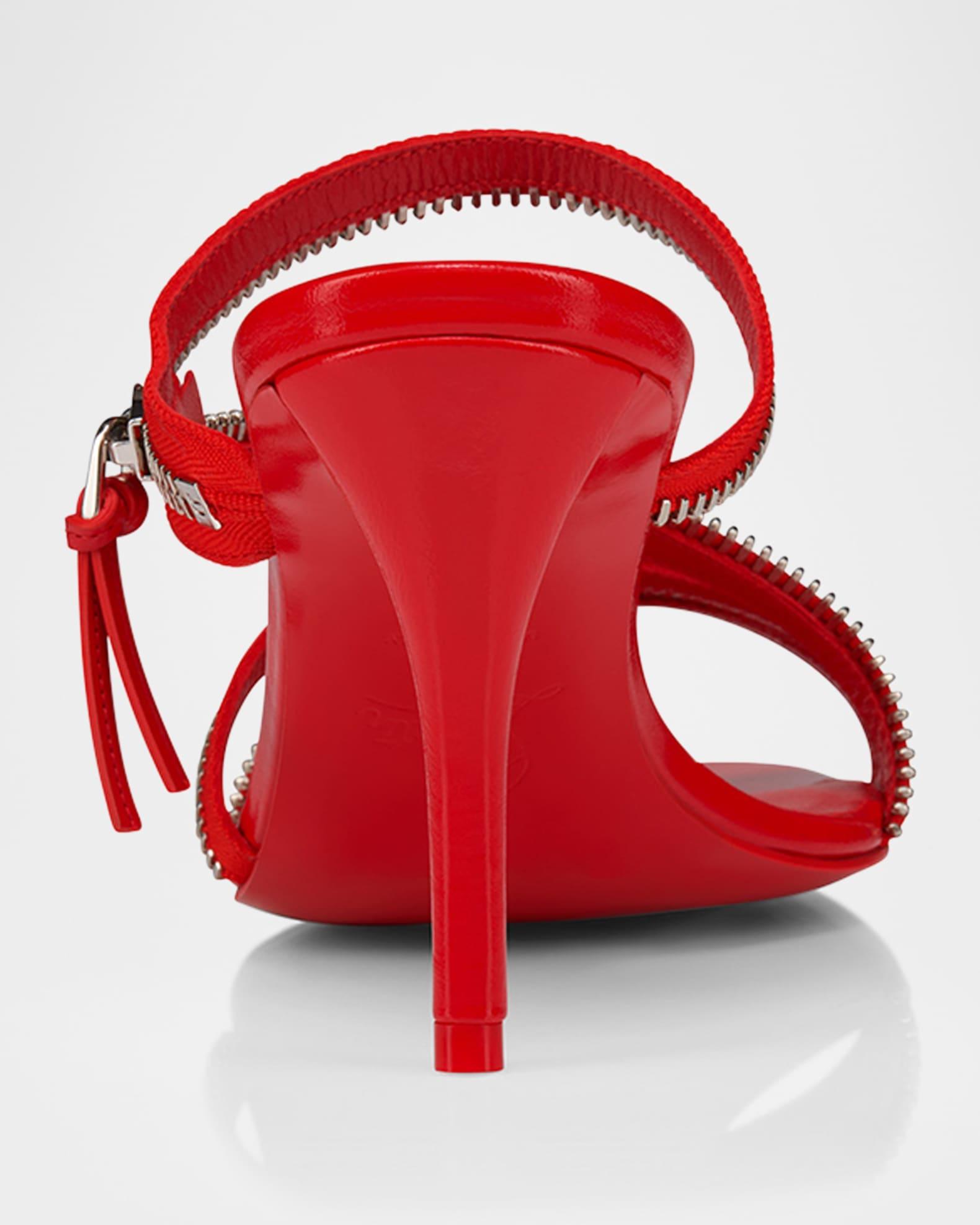 Meryl Zip Strass Leather Red Sole Sandals Product Image