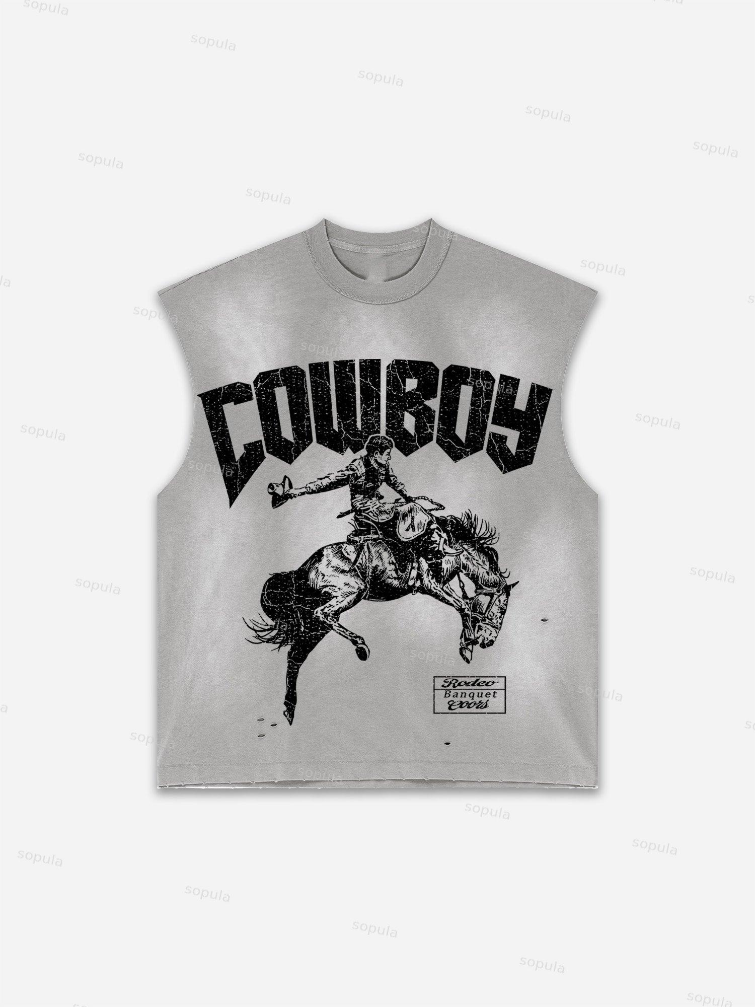 Street Abstract Portrait Print Distressed Tank Top Product Image