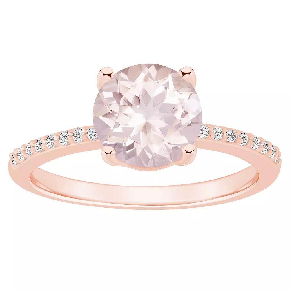 Alyson Layne 14k Rose Gold Round Morganite & 1/10 Carat T.W. Diamond Ring, Women's, Size: 6 Product Image