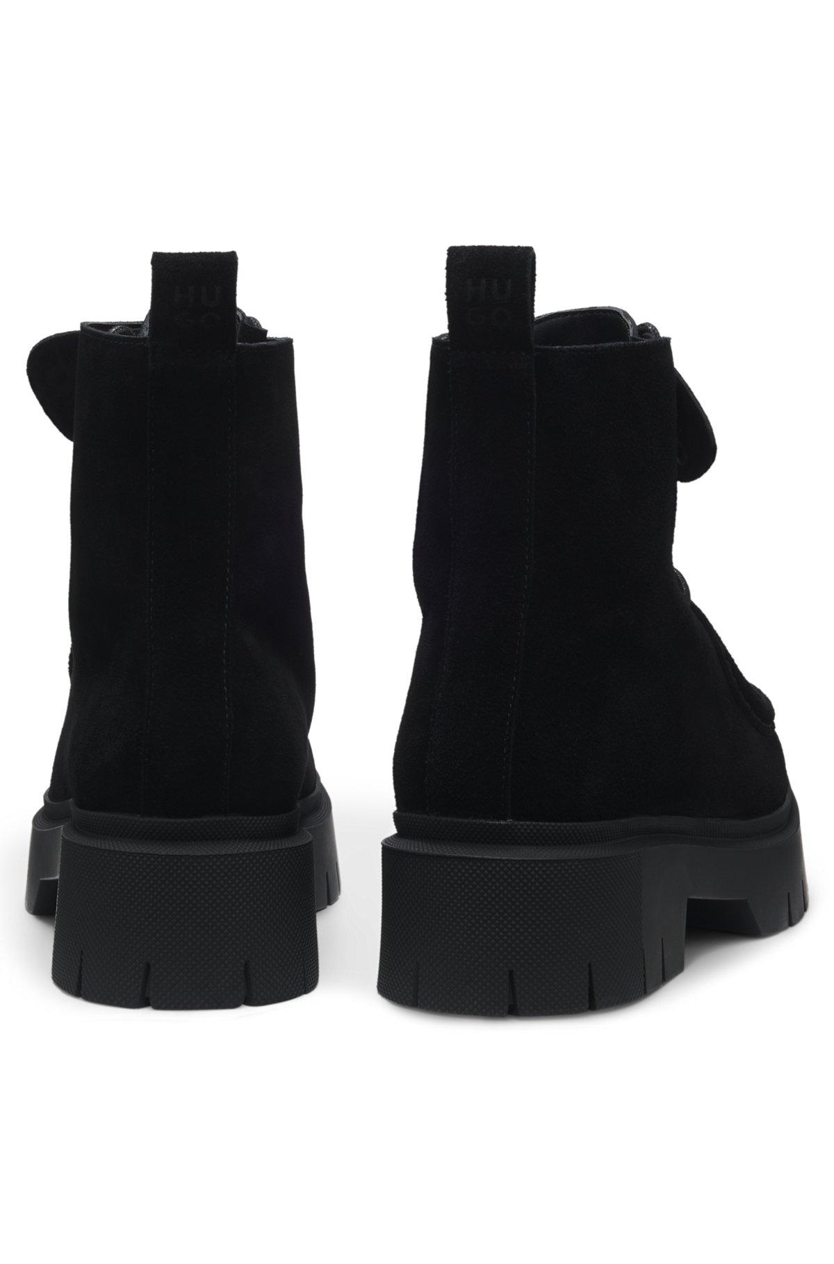 Lace-up boots in suede with removable logo tag Product Image