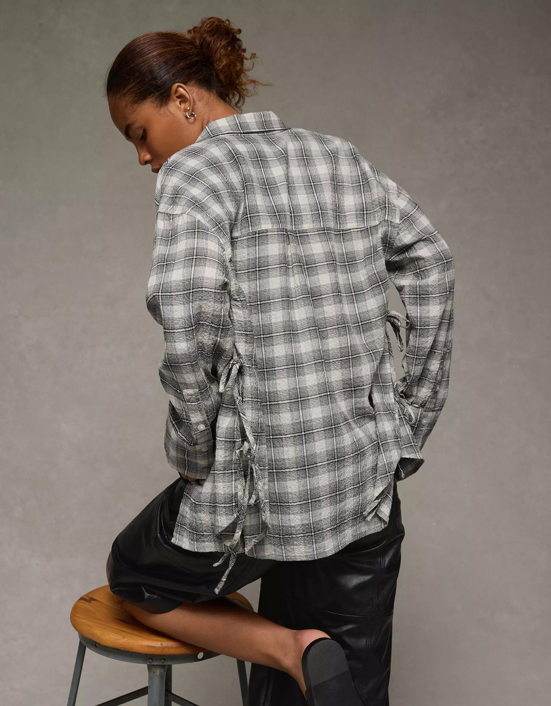 AE Side-Tie Button-Up Shirt Product Image