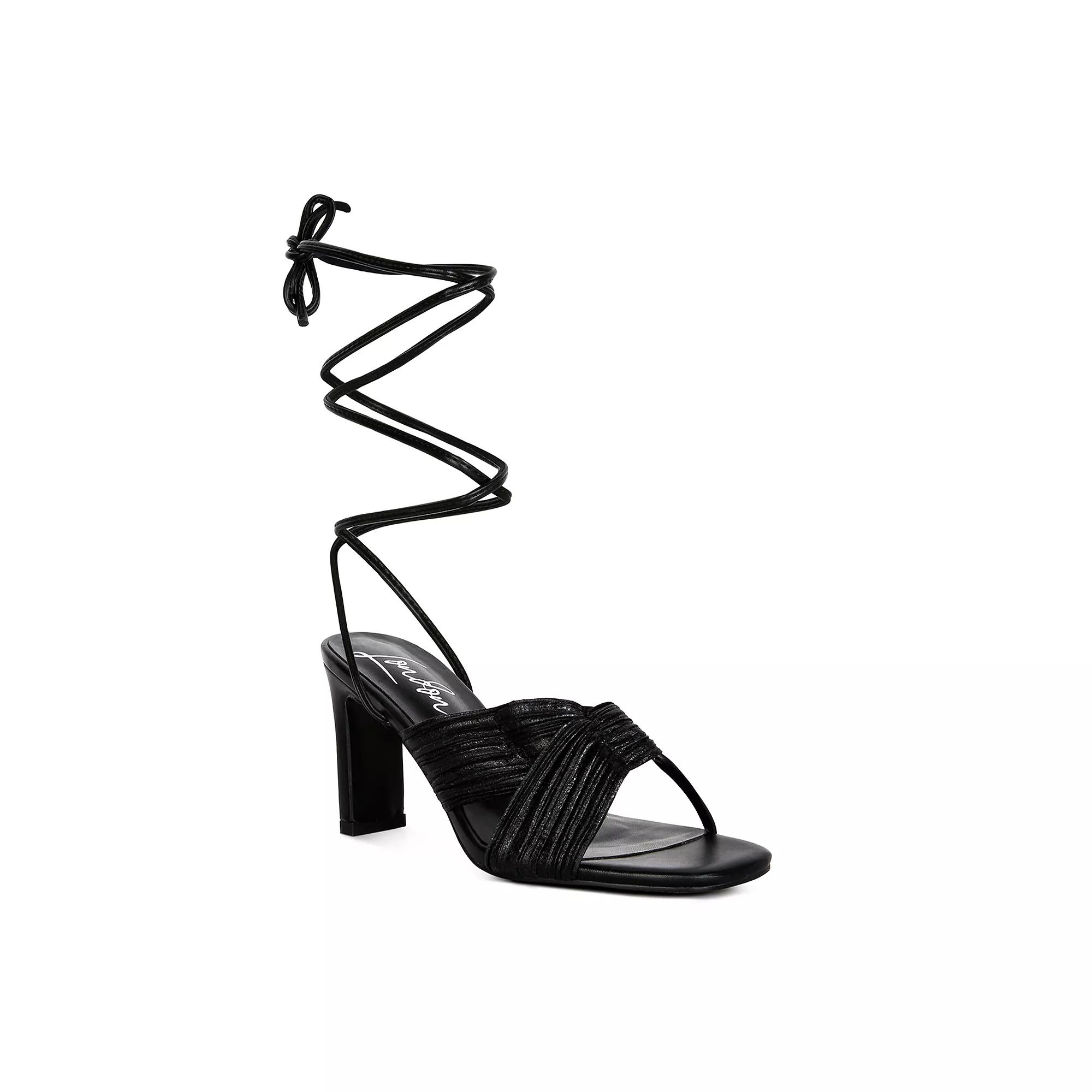 London Rag Xuxa Women's Lace-Up Dress Sandals, Size: 5, Black Product Image