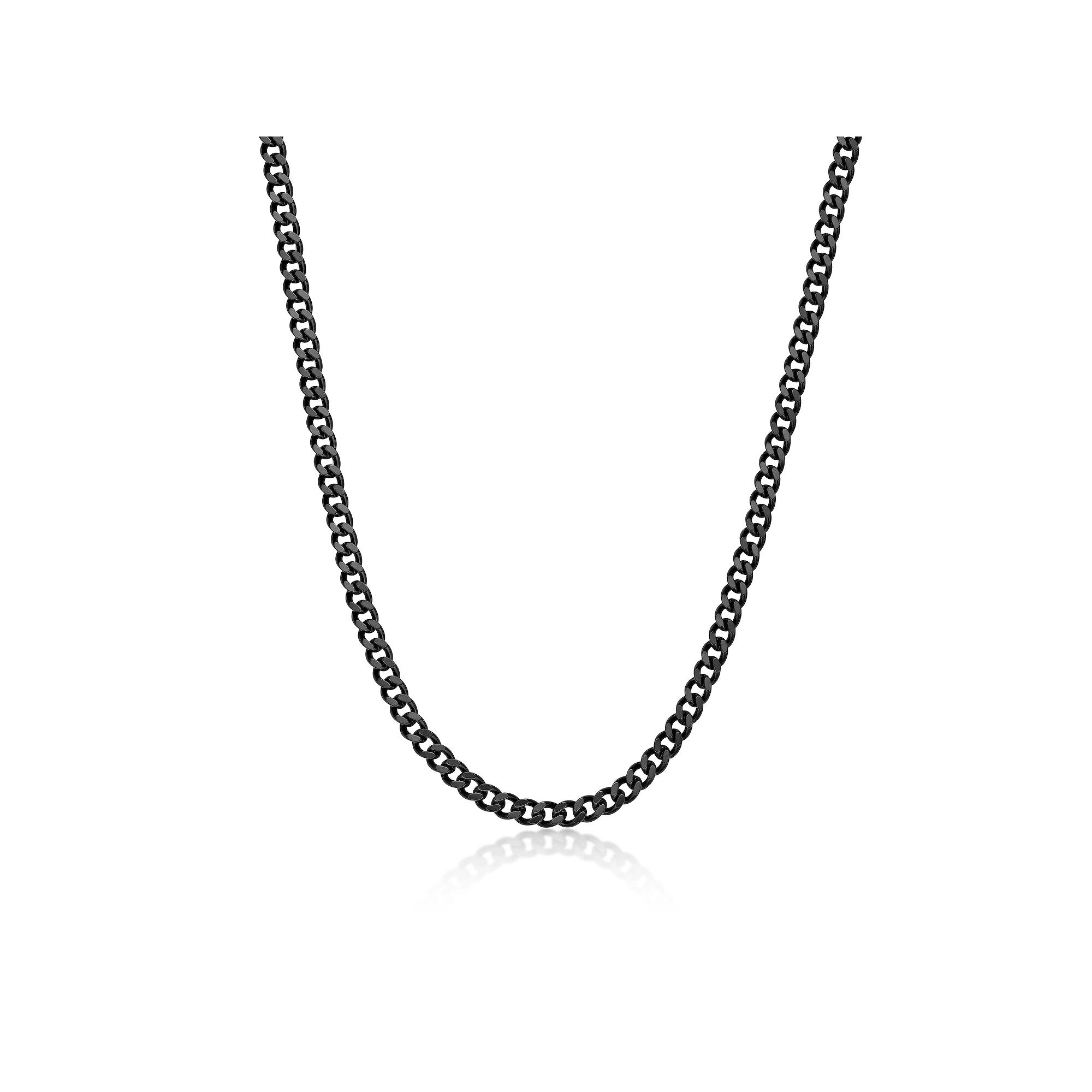 Mens LYNX Stainless Steel 6mm Curb Chain Necklace Black Product Image
