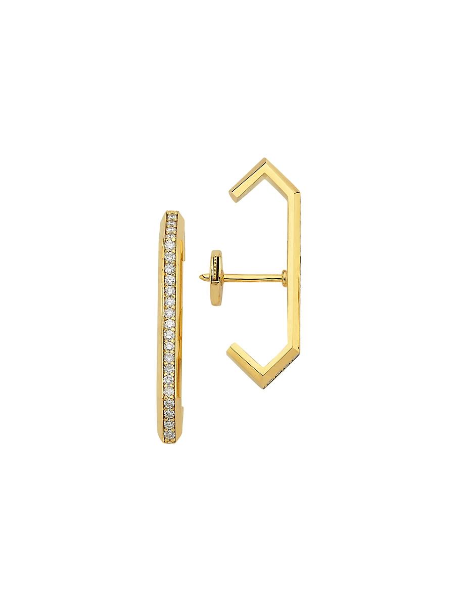 Womens Luminescence Crescent 18K Yellow Gold & 0.42 TCW Diamond Earrings Product Image