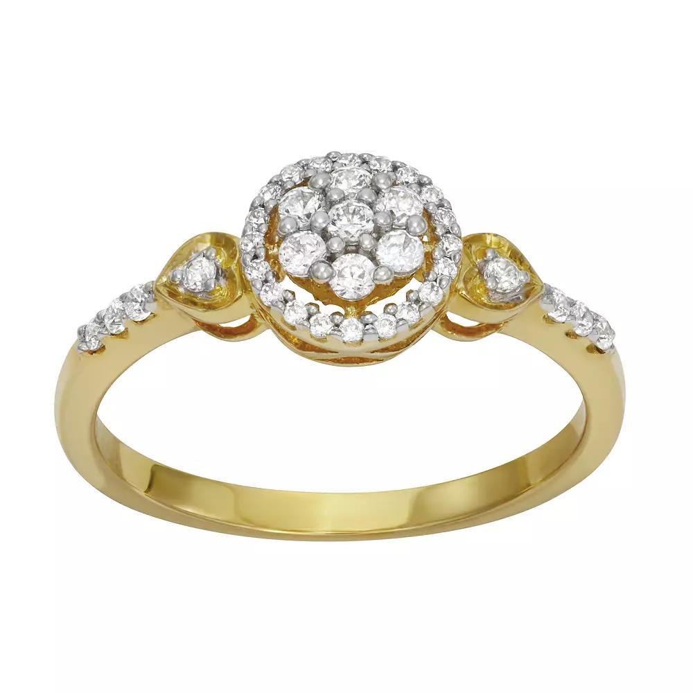 10k Gold 1/4 Carat T.W. Diamond Halo Ring, Women's, Size: 7 Product Image