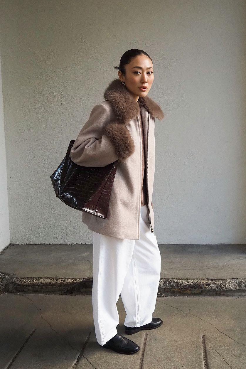 Faux Fur Collar Detail Coat Product Image