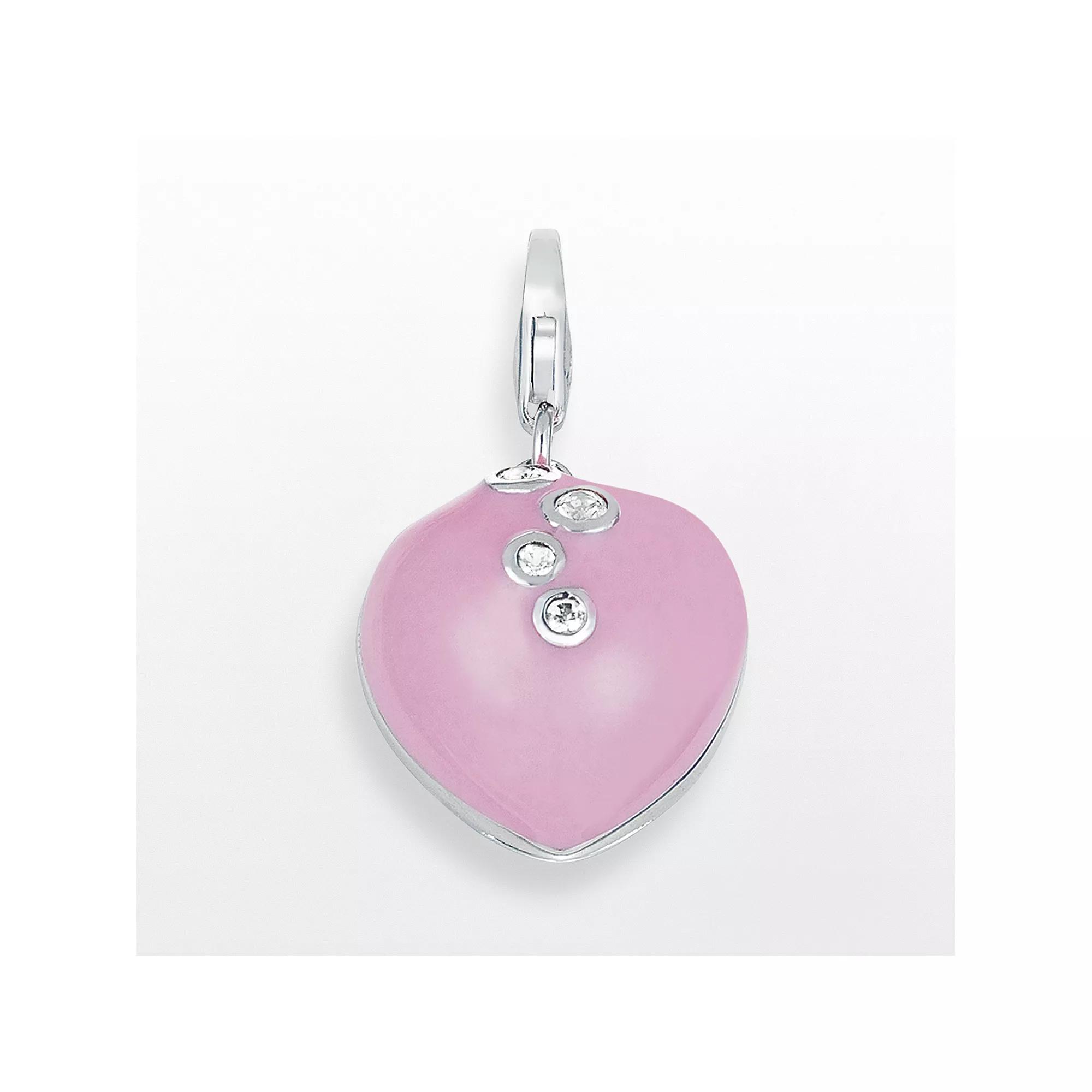 Sterling Silver White Topaz Heart Charm, Women's Product Image