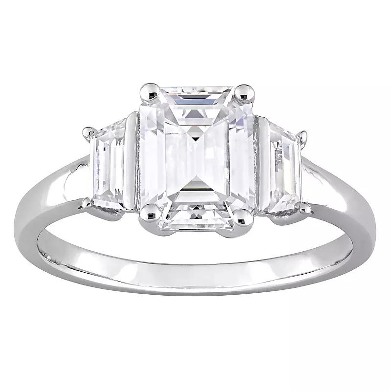 Stella Grace Sterling Silver 2 1/3 Carat T.W. Lab-Created Moissanite 3-Stone Engagement Ring, Women's, Size: 6 Product Image