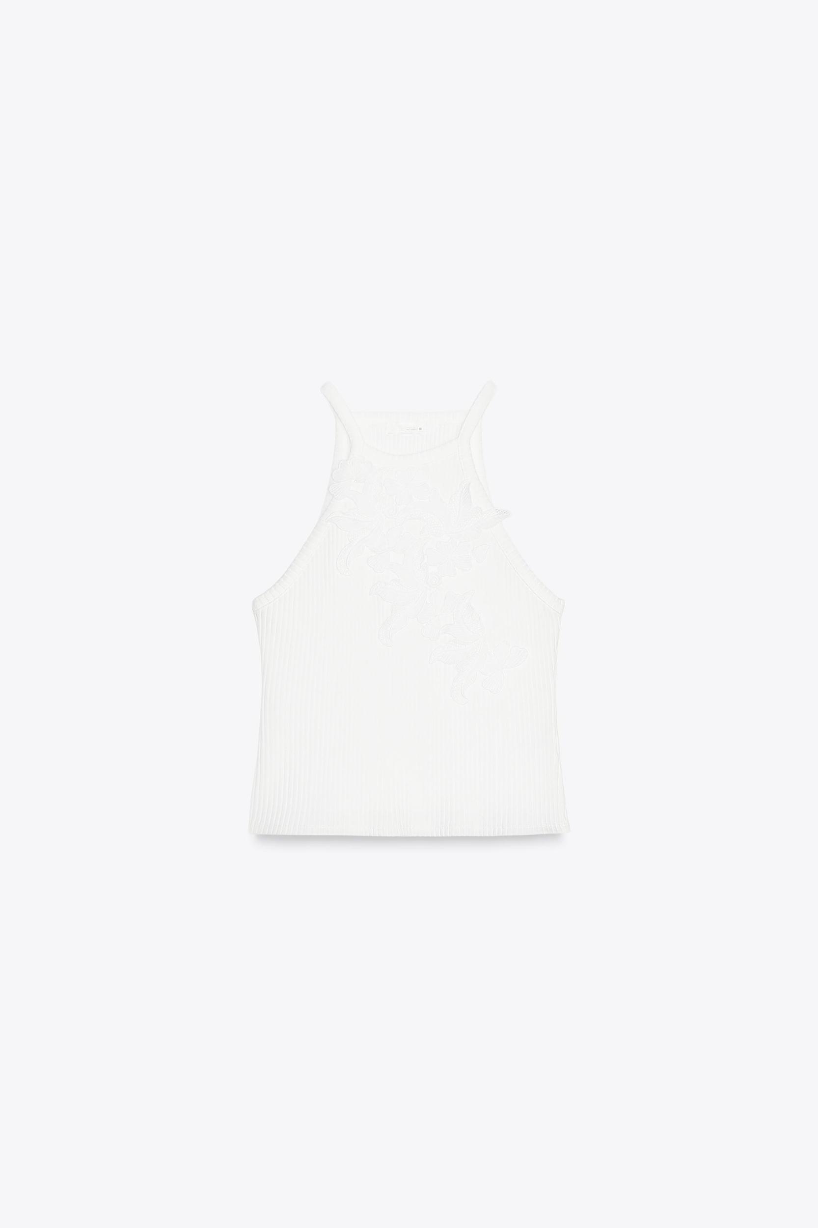 RIBBED EMBROIDERED TOP Product Image