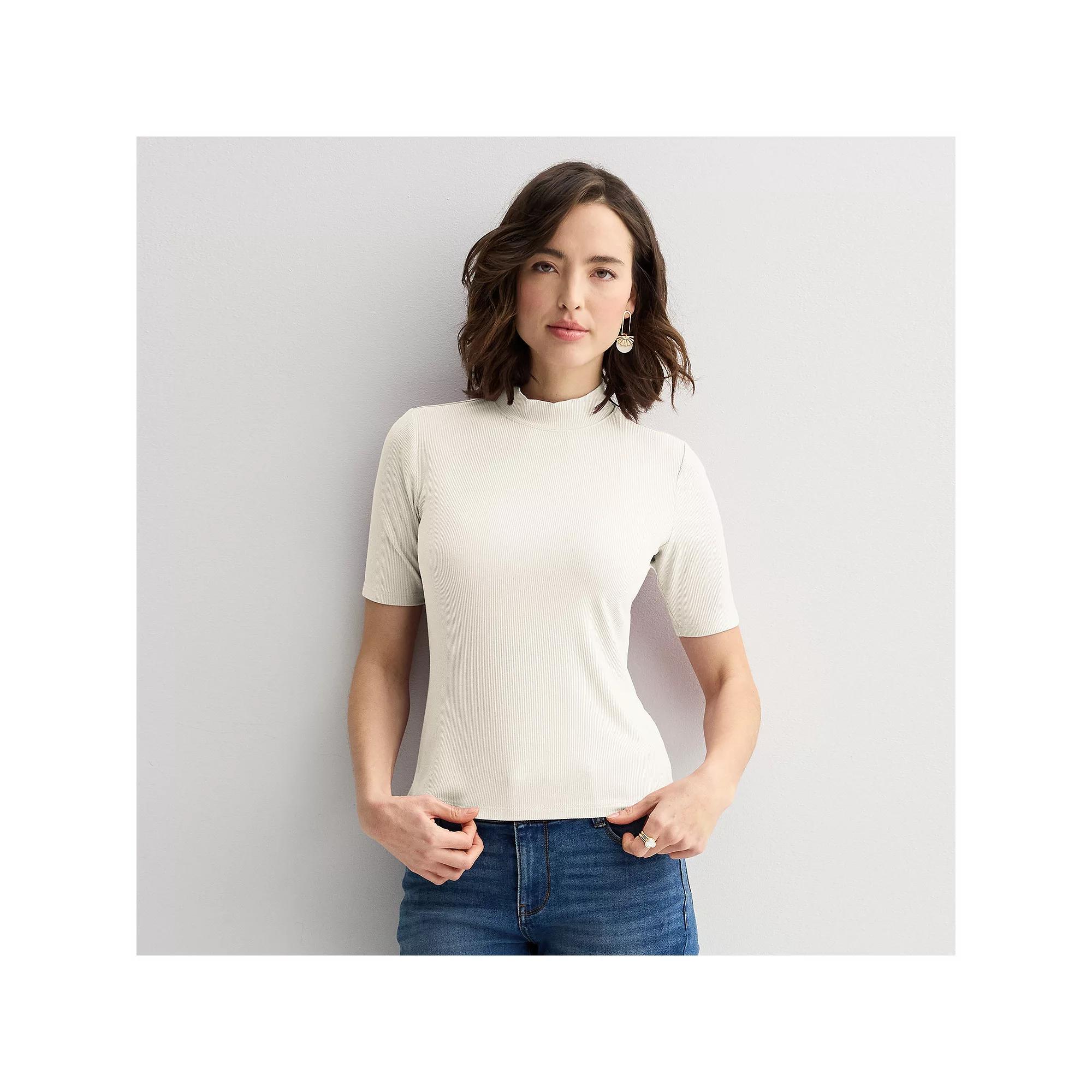Women's Nine West Fitted Elbow Sleeve Mockneck T-Shirt,  Product Image