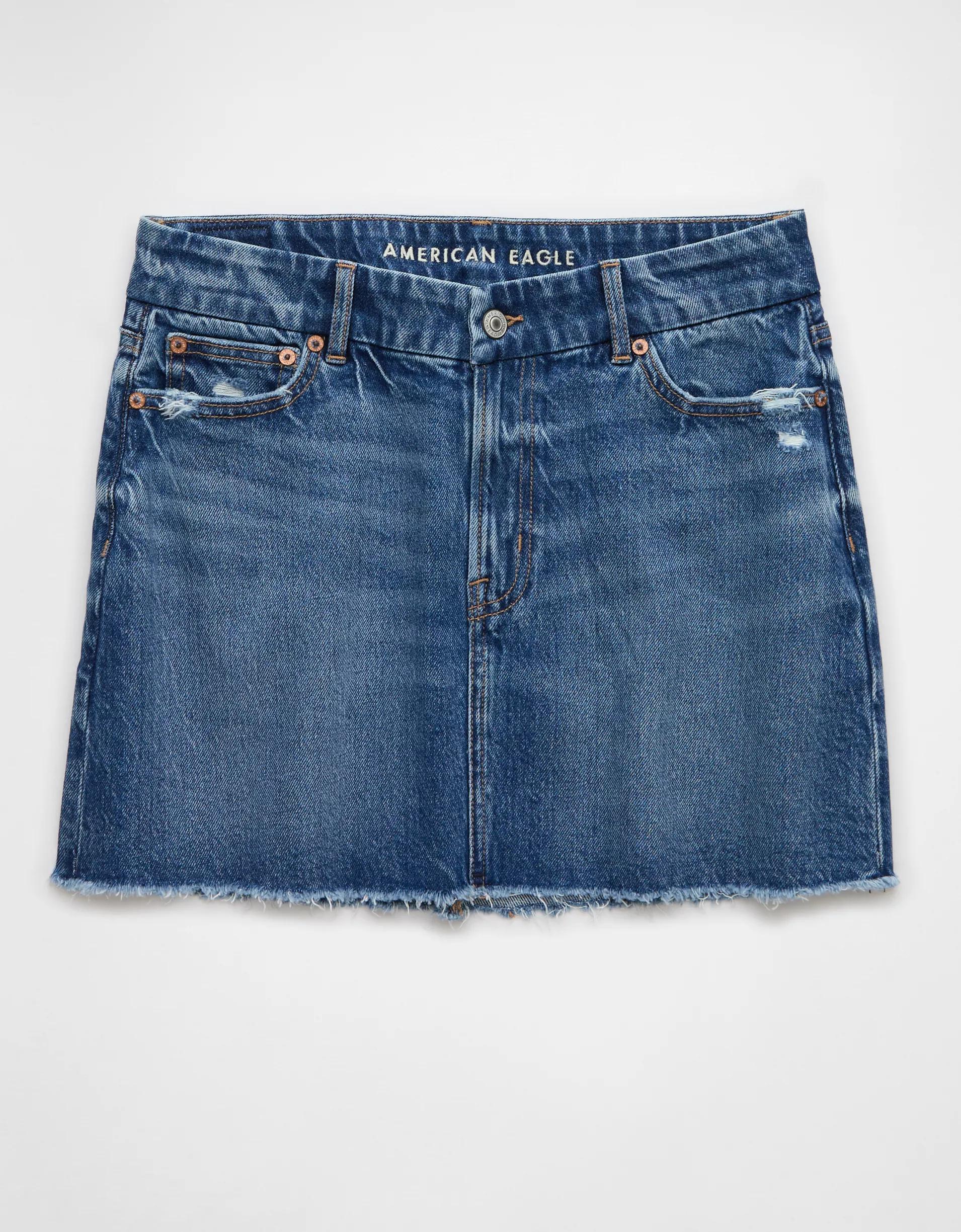 AE Stretch Curvy High-Waisted Perfect Denim Mini Skirt Product Image