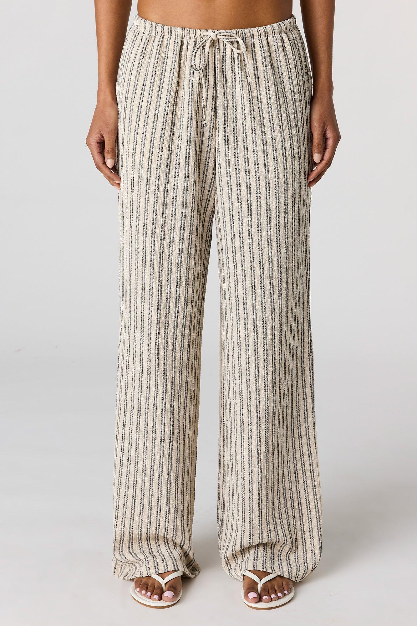 Textured Flowy Drawstring Dress Pant Female Product Image