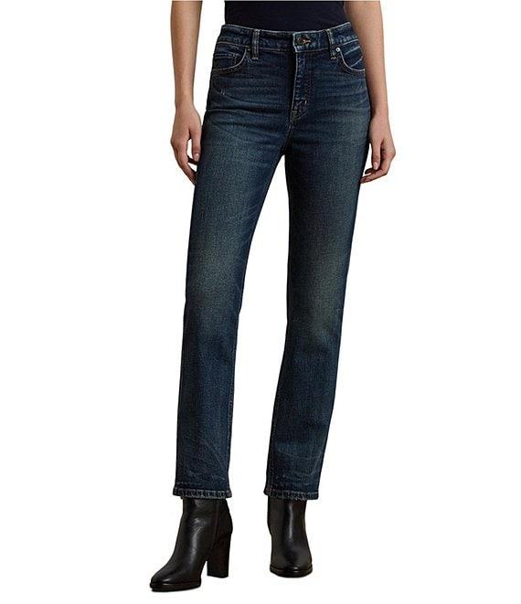 Lauren Ralph Lauren High Rise Straight Leg Ankle Jeans Product Image
