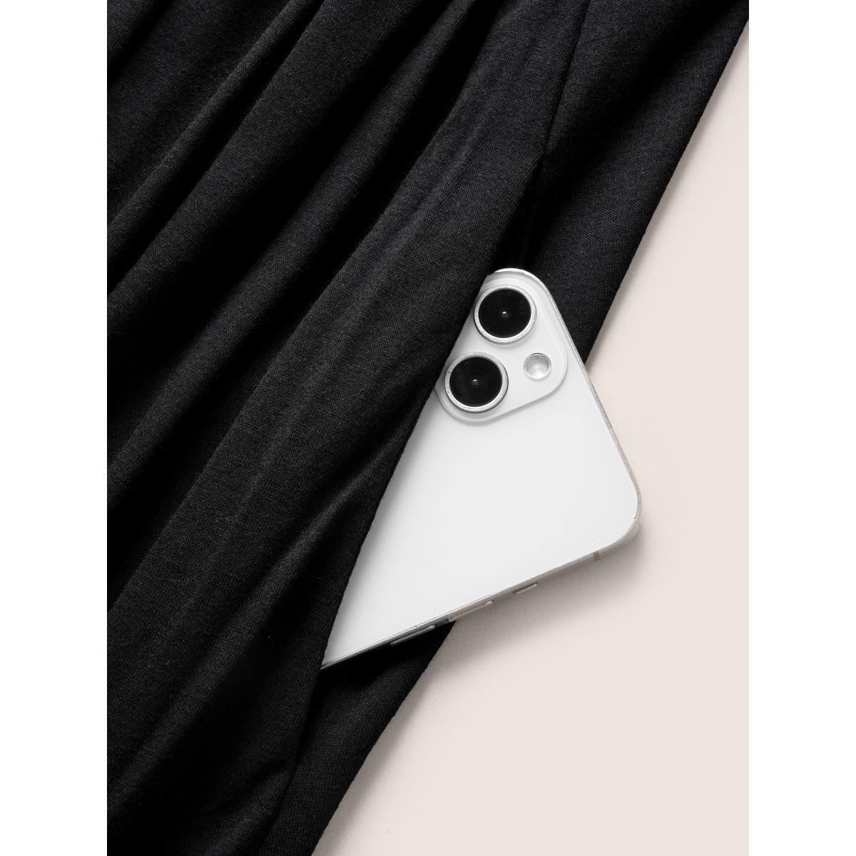 Plus Size Supersoft Essentials Solid Gathered Tank Dress Navy Women Basics Non U-neck Sleeveless Curvy Midi Dress BloomChic 10/M Product Image